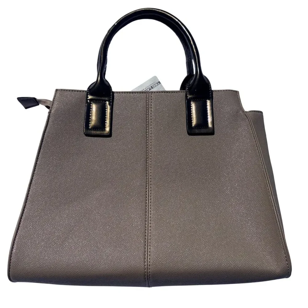 NWT Ted Lapidus Collection‎ Speciale Satchel Handbag Taupe & Metallic Bronze